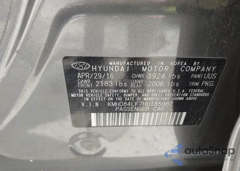 2017 Hyundai Elantra Se from USA, damaged, VIN KMHD84LF7HU185987